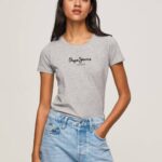 žene sivi lapor majica s osnovnim logom Pepe Jeans JZ8H401