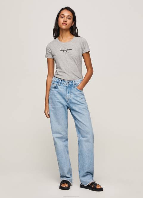 žene sivi lapor majica s osnovnim logom Pepe Jeans JZ8H401 - Slika 3