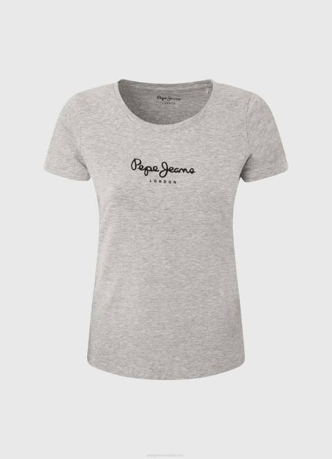 žene sivi lapor majica s osnovnim logom Pepe Jeans JZ8H401 - Slika 5