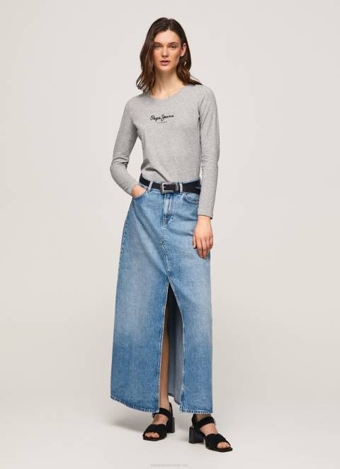 žene sivi lapor pamučna majica dugih rukava Pepe Jeans JZ8H473 - Slika 2