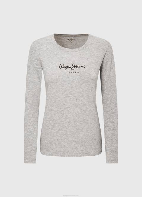 žene sivi lapor pamučna majica dugih rukava Pepe Jeans JZ8H473 - Slika 5
