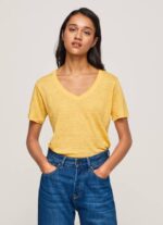 žene sjaj lanena majica s v-izrezom Pepe Jeans JZ8H453 - Slika 3