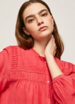 žene studio crvena ažur plisirana bluza Pepe Jeans JZ8H321 - Slika 3