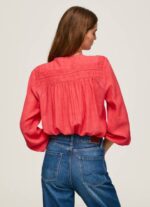 žene studio crvena ažur plisirana bluza Pepe Jeans JZ8H321 - Slika 4