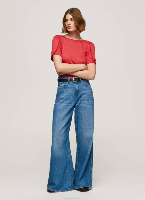 žene studio crvena majica s mramoriranim ovratnikom Pepe Jeans JZ8H435 - Slika 3