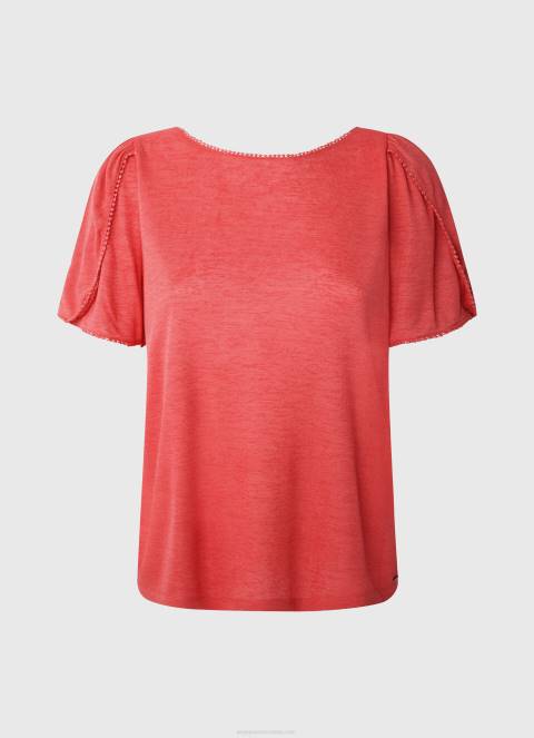 žene studio crvena majica s mramoriranim ovratnikom Pepe Jeans JZ8H435 - Slika 5