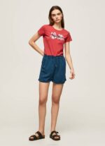 žene studio crvena majica s printom logotipa od likre Pepe Jeans JZ8H384 - Slika 2