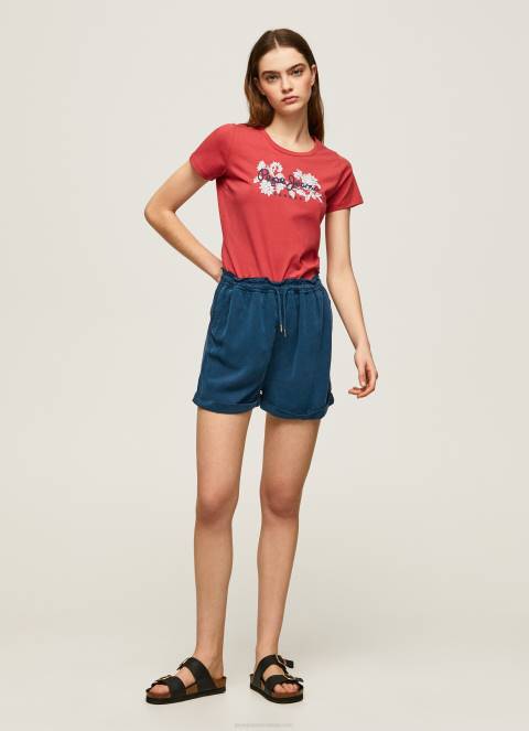 žene studio crvena majica s printom logotipa od likre Pepe Jeans JZ8H384 - Slika 2