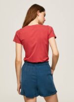 žene studio crvena majica s printom logotipa od likre Pepe Jeans JZ8H384 - Slika 4