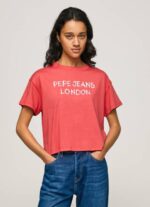 žene studio crvena majica s printom logotipa Pepe Jeans JZ8H379