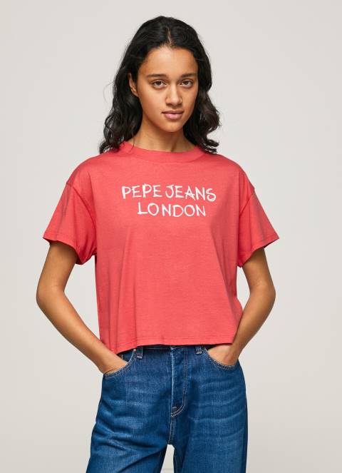 žene studio crvena majica s printom logotipa Pepe Jeans JZ8H379 - Slika 1