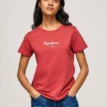 žene studio crvena majica s printom Pepe Jeans JZ8H456