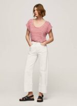 žene studio crvena majica s prugastim printom Pepe Jeans JZ8H446 - Slika 2