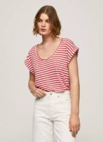 žene studio crvena majica s prugastim printom Pepe Jeans JZ8H446 - Slika 3