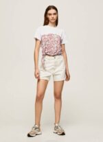 žene studio crvena pamučna majica s cvjetnim printom Pepe Jeans JZ8H380 - Slika 2