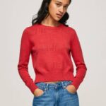 žene studio crvena pamučni žersej s ažur detaljima Pepe Jeans JZ8H259