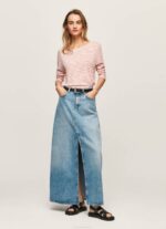 žene studio crvena prugasta majica dugih rukava Pepe Jeans JZ8H395 - Slika 2