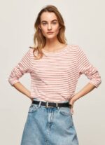 žene studio crvena prugasta majica dugih rukava Pepe Jeans JZ8H395