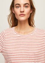 žene studio crvena prugasta majica dugih rukava Pepe Jeans JZ8H395 - Slika 3