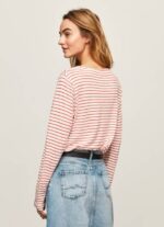 žene studio crvena prugasta majica dugih rukava Pepe Jeans JZ8H395 - Slika 4