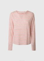 žene studio crvena prugasta majica dugih rukava Pepe Jeans JZ8H395 - Slika 5