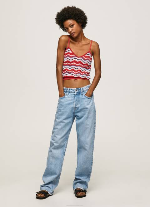 žene studio crvena vrh s cik-cak printom Pepe Jeans JZ8H226 - Slika 2
