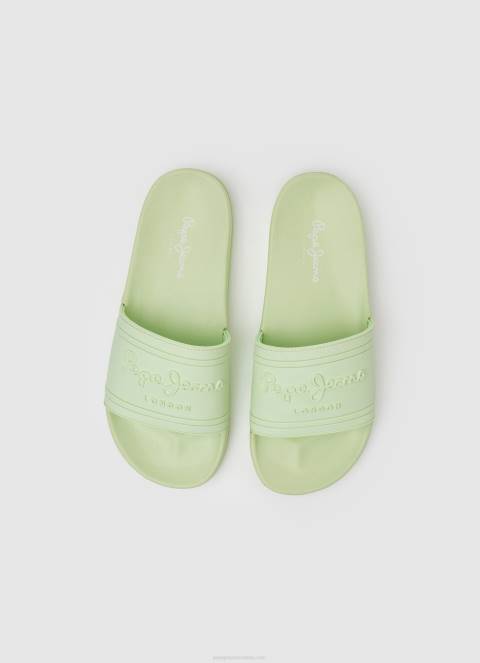 žene svježe zelene slider japanke za plažu s logotipom Pepe Jeans JZ8H688 - Slika 2
