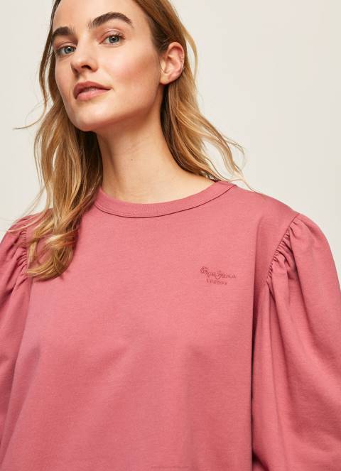 žene tamno rumenilo pamučni džemper s izvezenim logotipom Pepe Jeans JZ8H278 - Slika 3