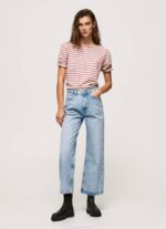 žene tamno rumenilo prugasta majica s volanima Pepe Jeans JZ8H392 - Slika 2