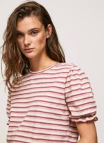 žene tamno rumenilo prugasta majica s volanima Pepe Jeans JZ8H392 - Slika 3