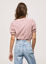 žene tamno rumenilo prugasta majica s volanima Pepe Jeans JZ8H392 - Slika 4