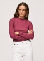 žene tamno rumenilo rebrasta majica dugih rukava Pepe Jeans JZ8H393 - Slika 4