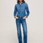 žene traper aubrey traperice srednjeg kroja Pepe Jeans JZ8H68