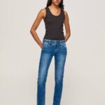 žene traper gen ravne traperice srednjeg struka Pepe Jeans JZ8H32