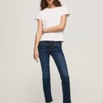 žene traper gen ravne traperice srednjeg struka Pepe Jeans JZ8H4