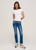žene traper gen ravne traperice srednjeg struka Pepe Jeans JZ8H6