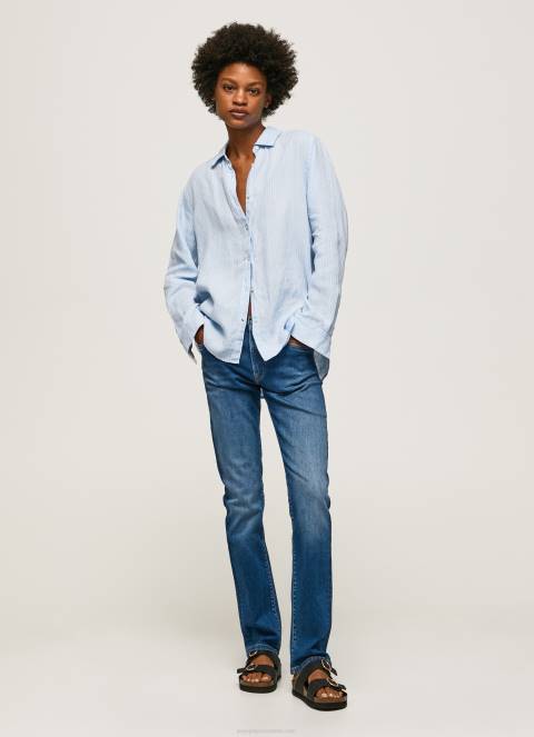 žene traper grace slim fit traperice visokog struka Pepe Jeans JZ8H70 - Slika 1