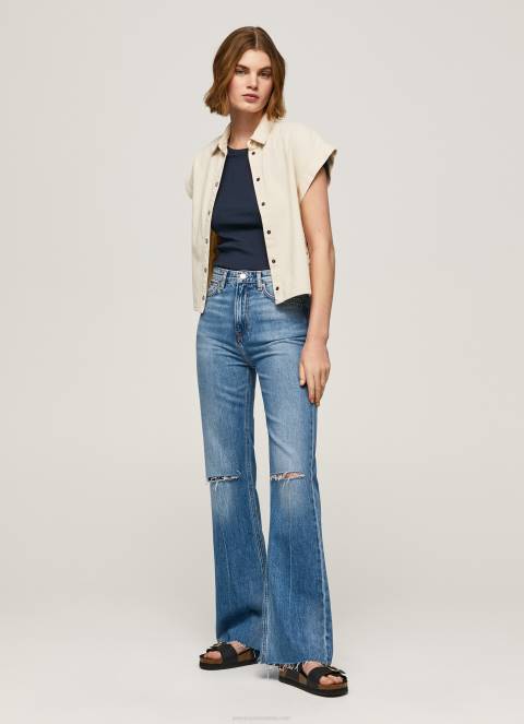 žene traper harper traperice visokog struka s lepršavim krojem Pepe Jeans JZ8H64 - Slika 1