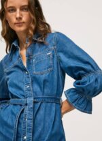 žene traper kratka traper košulja haljina Pepe Jeans JZ8H101 - Slika 3