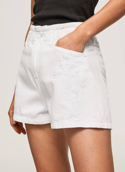 žene traper kratke traper hlače s izvezenim cvjetovima Pepe Jeans JZ8H512 - Slika 4