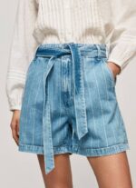 žene traper kratke traper hlače s prugastim printom Pepe Jeans JZ8H478 - Slika 3