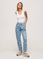 žene traper ljubičaste traperice visokog struka opuštenog kroja Pepe Jeans JZ8H77