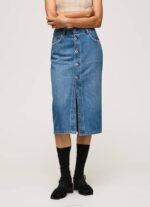 žene traper pamučna traper midi suknja Pepe Jeans JZ8H100 - Slika 2
