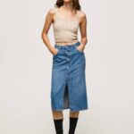 žene traper pamučna traper midi suknja Pepe Jeans JZ8H100