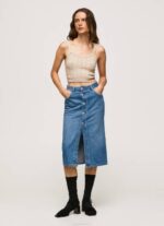 žene traper pamučna traper midi suknja Pepe Jeans JZ8H100