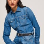žene traper pripijena traper košulja Pepe Jeans JZ8H320