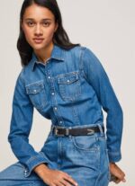 žene traper pripijena traper košulja Pepe Jeans JZ8H320