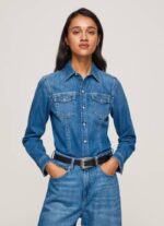 žene traper pripijena traper košulja Pepe Jeans JZ8H320 - Slika 3