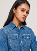 žene traper pripijena traper košulja Pepe Jeans JZ8H320 - Slika 4