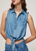žene traper redovna košulja bez rukava Pepe Jeans JZ8H368 - Slika 3